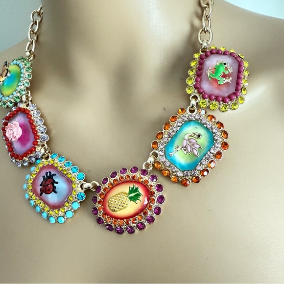 New Betsey Johnson Colorful Enamel Charm Necklace - Picture 10 of 14